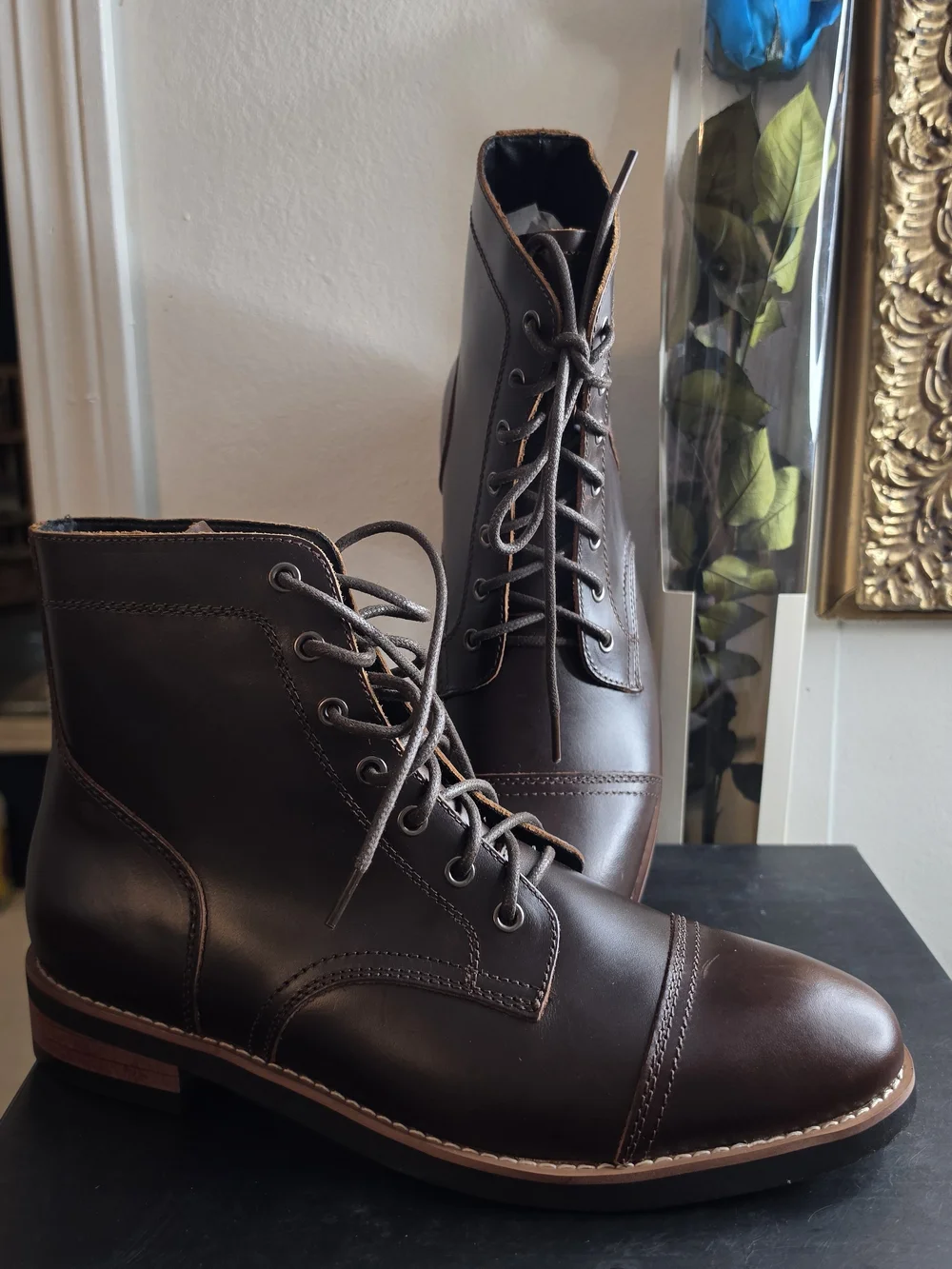 Party Men's Dark Brown Leather Cap-Toe Chukka Boots Size 10.5 New